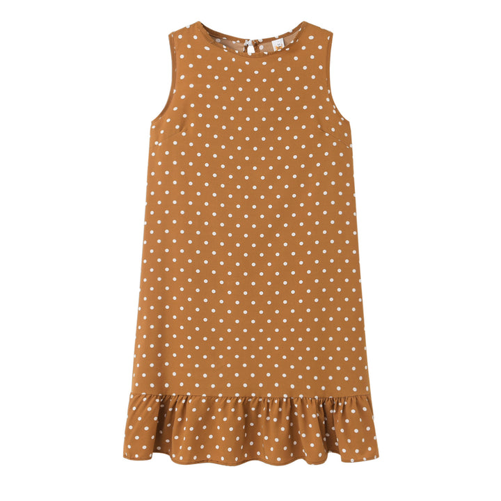 Dame Sommer Polka Dot Shift Kjole med Flæsekant Stilla