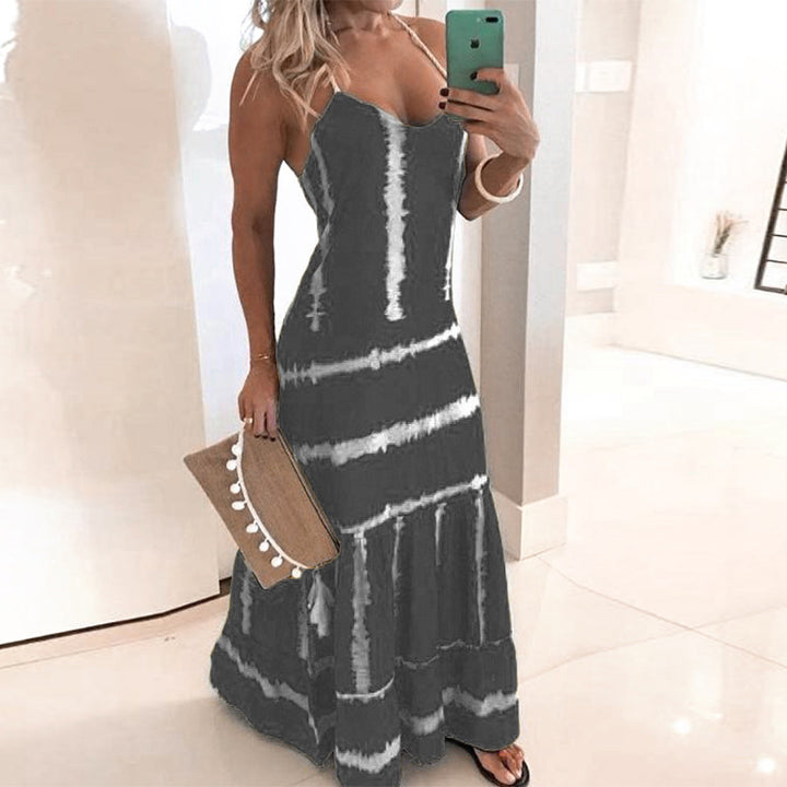 Dame Spaghetti Strop Maxi Kjole med Florescence Detaljer Stilla