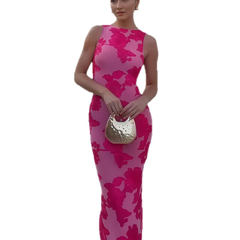 Kvindernes Bodycon kjole med blomster mønster og elegant snit Skovae