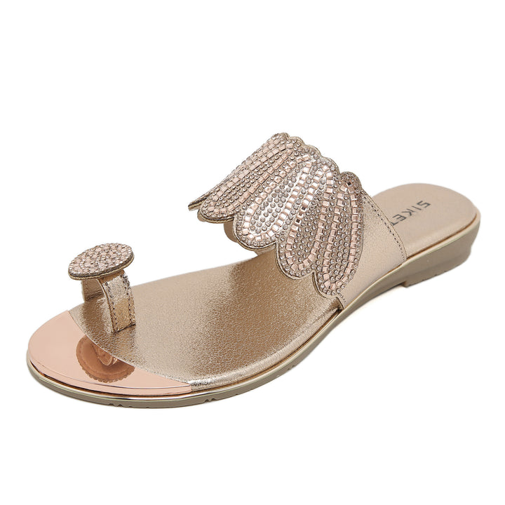 Dame Glamourøse Tåsplit Sandaler med funkende Strassdetaljer Stilla