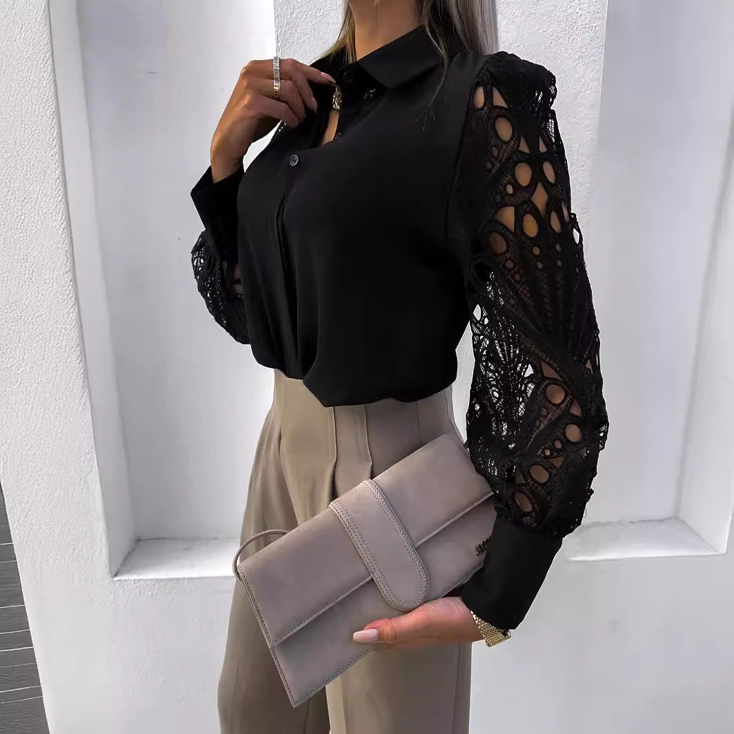 Stilla | Delikat Blonde Splice Elegant Kvindeskjorte