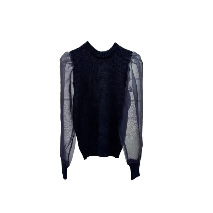 Dame strikpullover med transparente ærmer Stilla