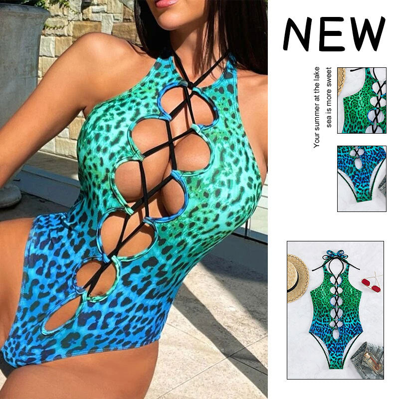 Dame one-piece badedragt med snøret dekoldé Skovae