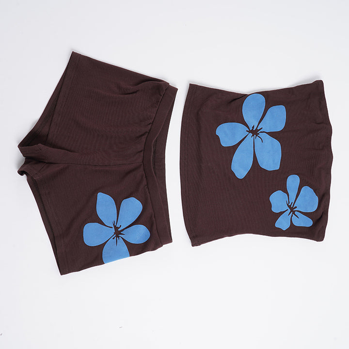 Dame korte leggings med blomstermotiv Skovae