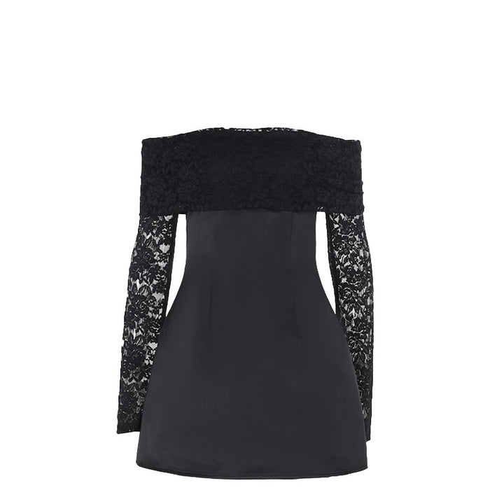 Dame elegant off-the-shoulder minikjole med spidse ærmer og svajende skørt Skovae