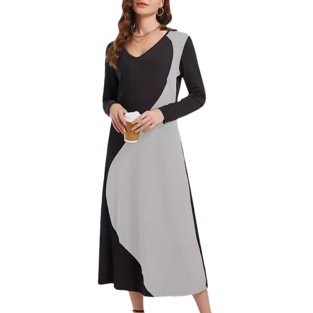 Dame Maxikjole med moderne geometrisk design Stilla