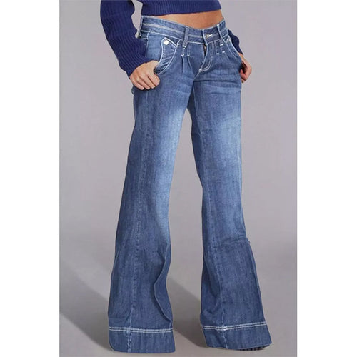 Dame Højhævede Bootcut Jeans med fortrængte vaskninger og udvidet ben Stilla