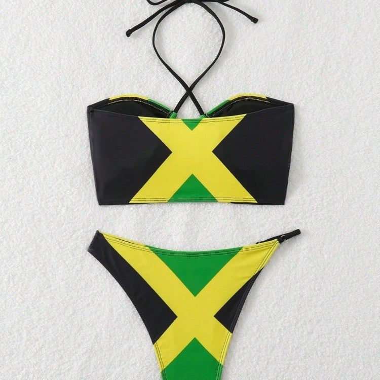 Dame bikini med trendy krydset top og høj benudskæring Skovae