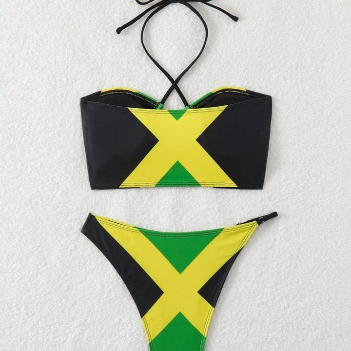 Dame bikini med trendy krydset top og høj benudskæring Skovae