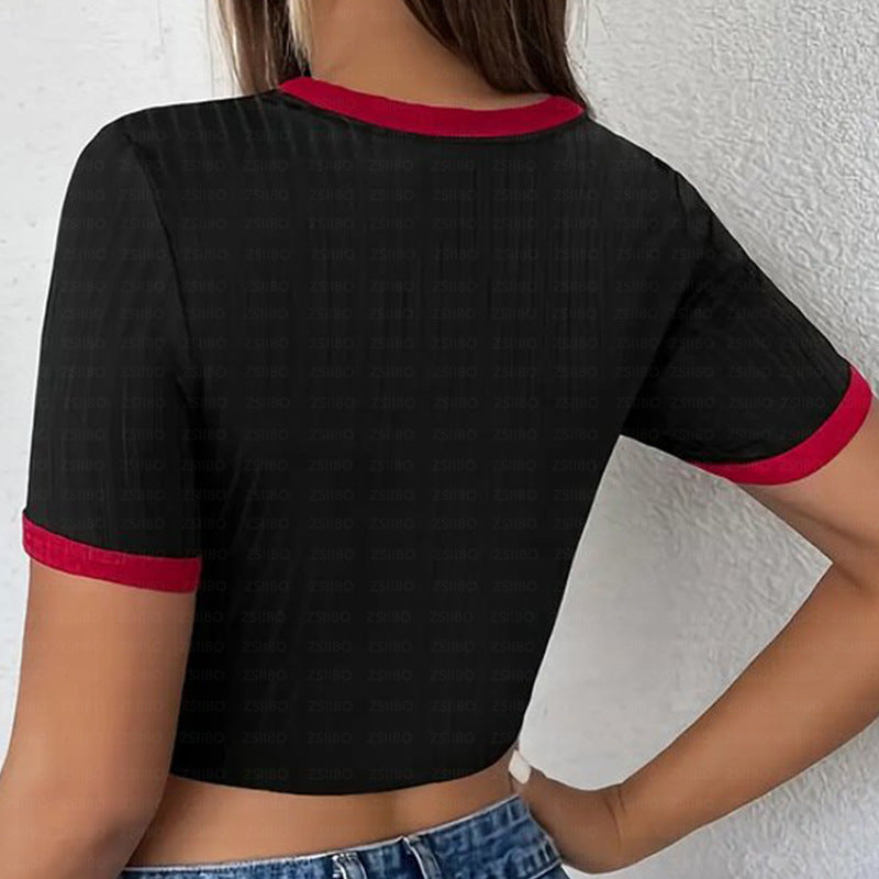 Dame Crop-Top med kreativt edderkoppemotiv og moderne snit Stilla