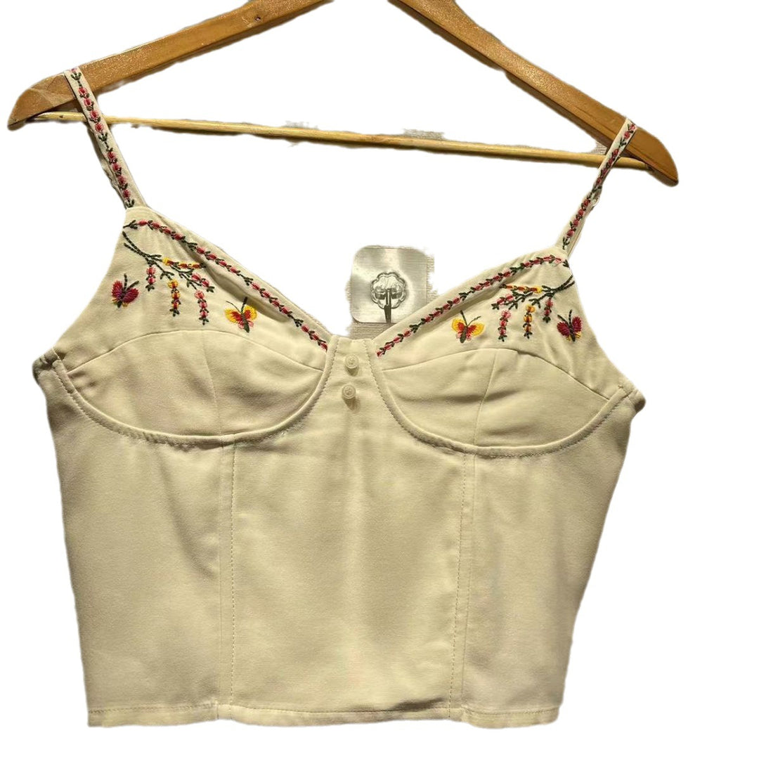 Dame Tailored Bustier med fin blomsterbroderi og justerbare stropper Stilla