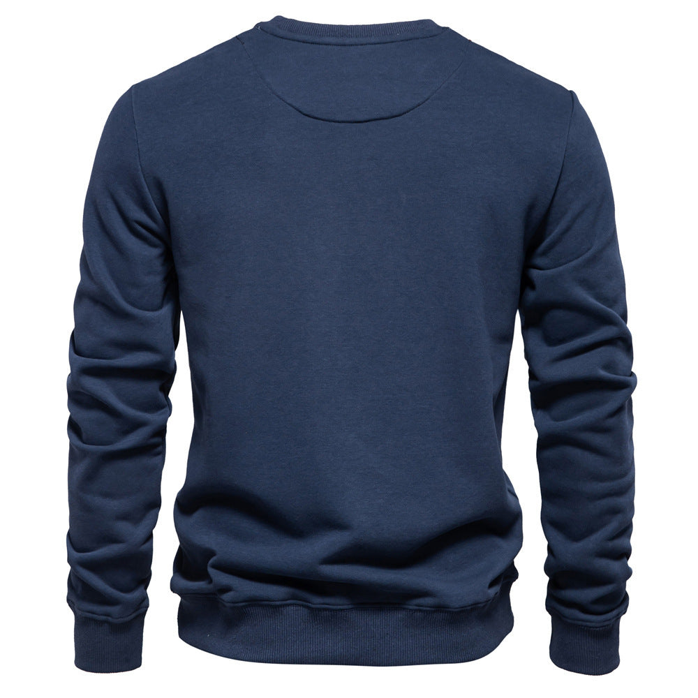 Herrer nan klassisk rundhals-sweatshirt lavet af tung bomuldsblanding med børstet inderside og ribbede manchetter Skovae
