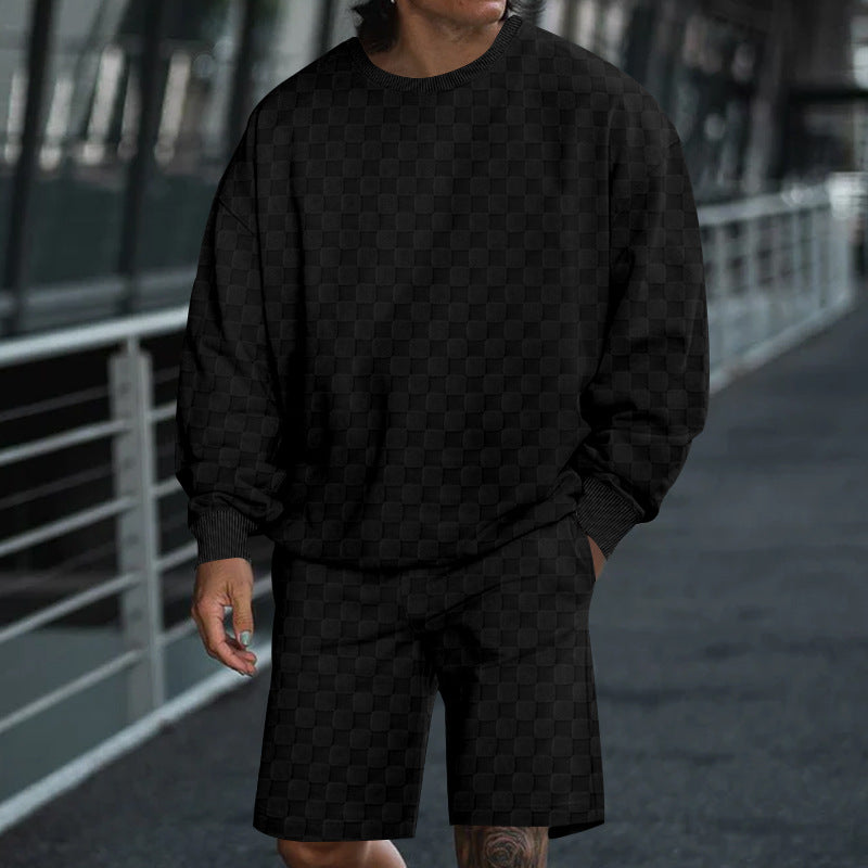 Herre afslappet sweatshirt- og shorts-sæt lavet af åndbart materiale med elastisk linning Stilla