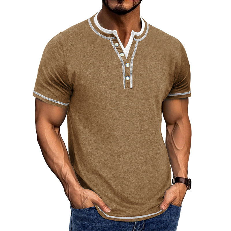 Herrer Kortærmet Henley-shirt med elegant knapliste og behagelig pasform Stilla