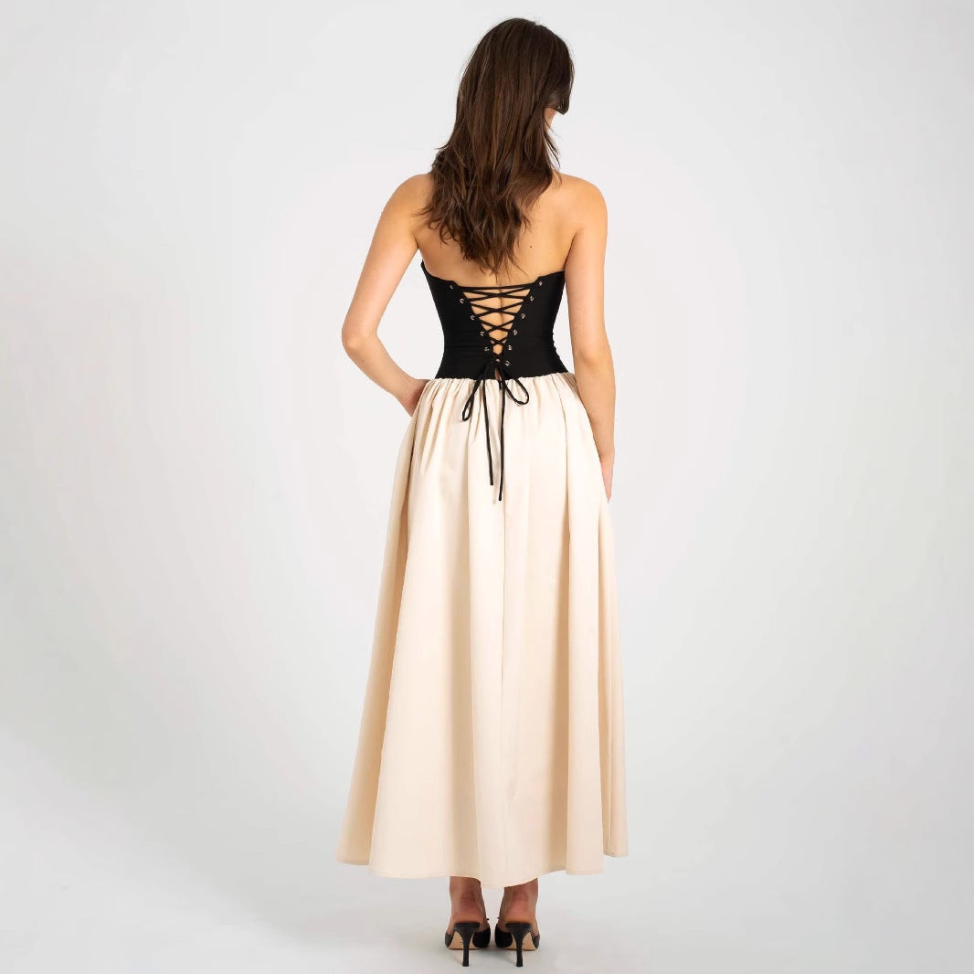 Dame Elegant Maxikjole med hjerteformet udsnit og glat skirt Stilla