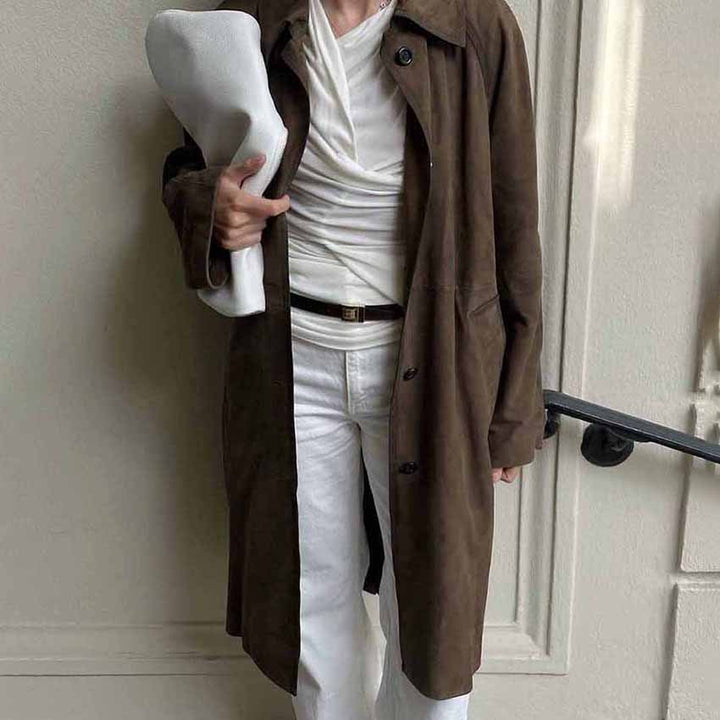 Dame længere trenchcoat med struktureret satin-følelse og elegant snit Stilla