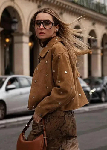Stilla | Wild suede Ge cropped jakke