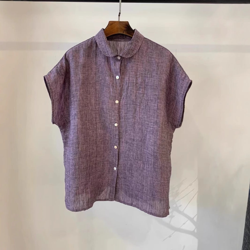 Femme Kortærmet Afslappet Fit Button-Up Skjorte Stilla