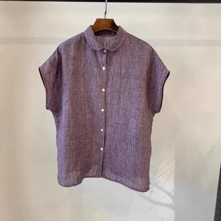 Femme Kortærmet Afslappet Fit Button-Up Skjorte Stilla