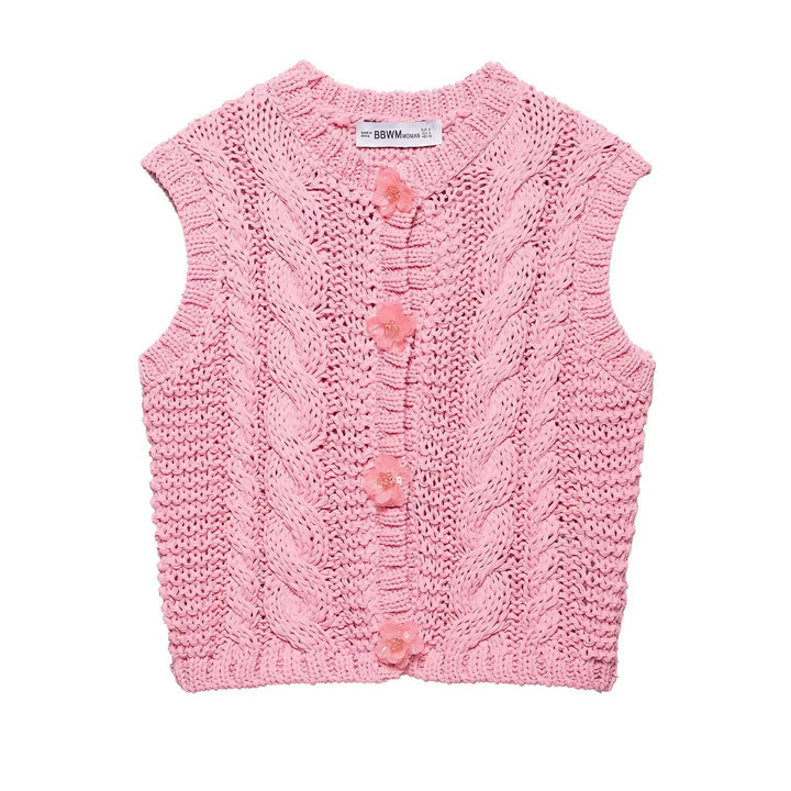 Femme Strikket Kabel Crop Vest Stilla