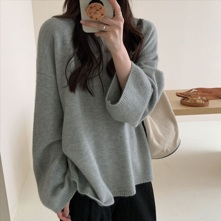 Kvinders oversized strikket sweater med bred skæring og fint materiale Stilla