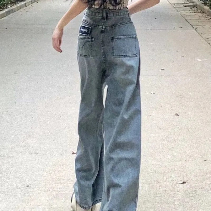 Kvinders løstsiddende denimbukser med høje lommer og vintage vask Stilla