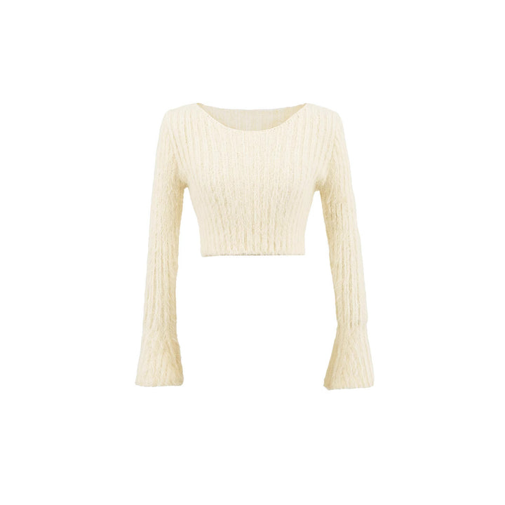 Dame moderigtig Crop-Top med brede ærmer og blødt struktureret materiale Stilla