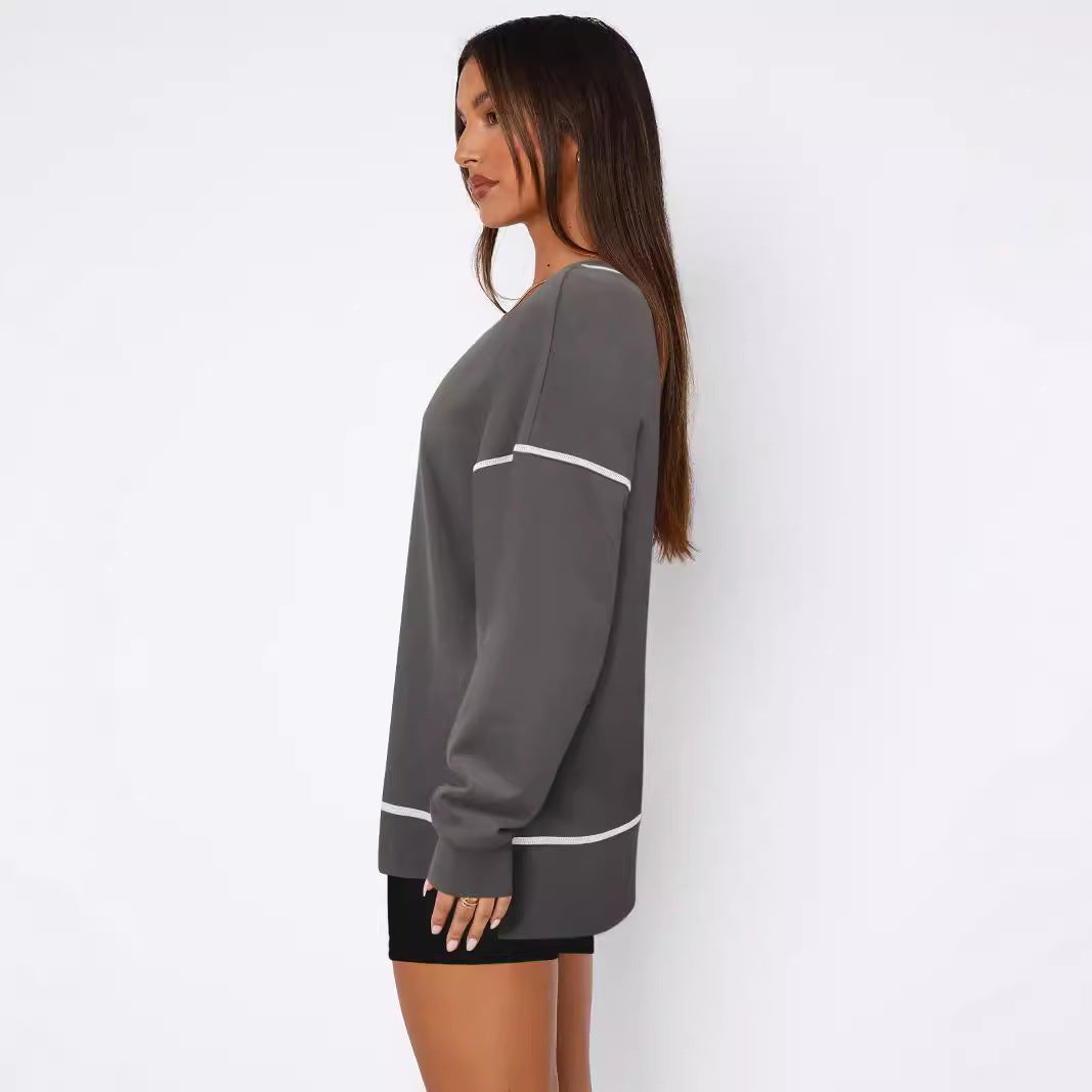 Dame Sporty Oversized Pullover med Kontrast syninger Stilla
