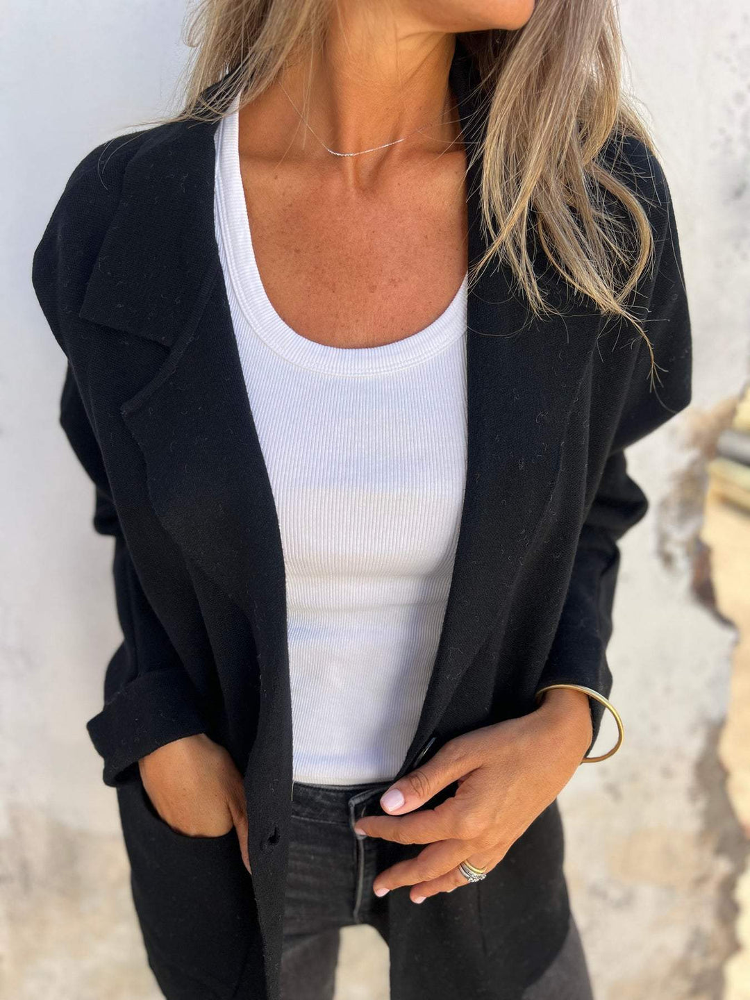 Dame Elegant Oversized Blazer med afslappet snit og praktiske lommer Stilla