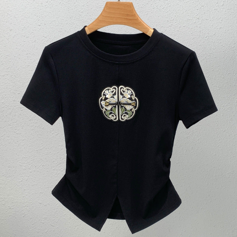 Dame T-shirt med kunstnerisk dekorerede detaljer Stilla