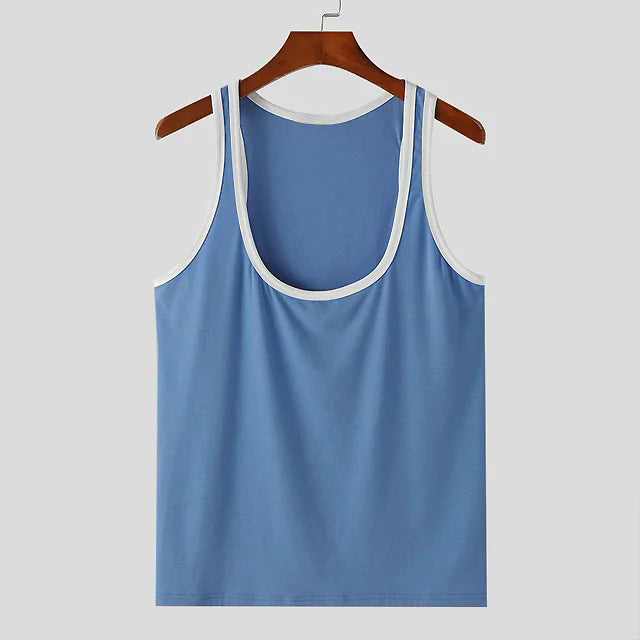 Herren nan sporty ærmeløs muskelshirt med kontrastbesætning Skovae
