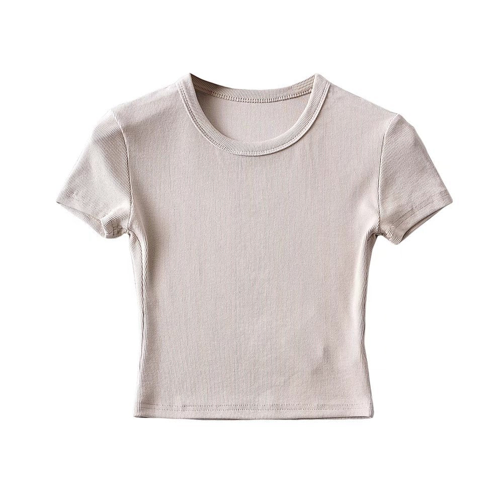 Damer cropped T-shirt med elastisk pasform og rund halsudskæring Stilla