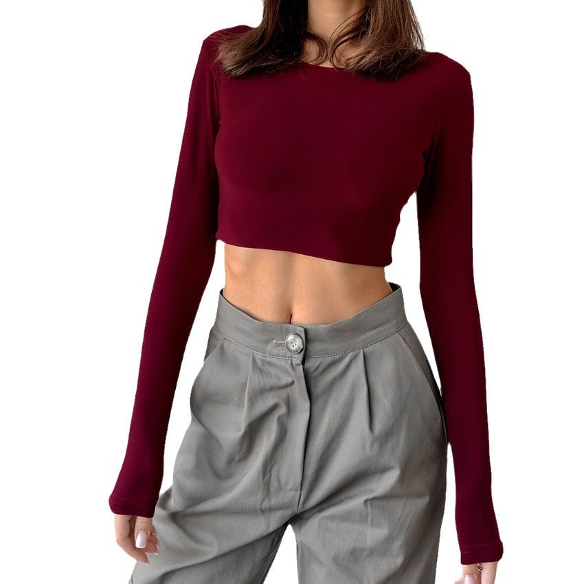 Dame Crop-Top med lange ærmer og elegant snit Stilla
