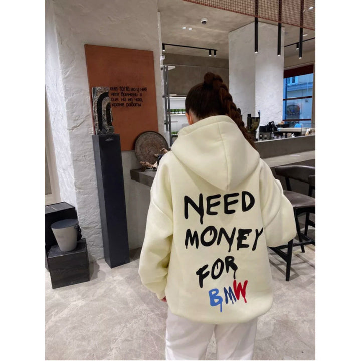 Kvinder Oversized Hoodie med stilfuld skrift Skovae