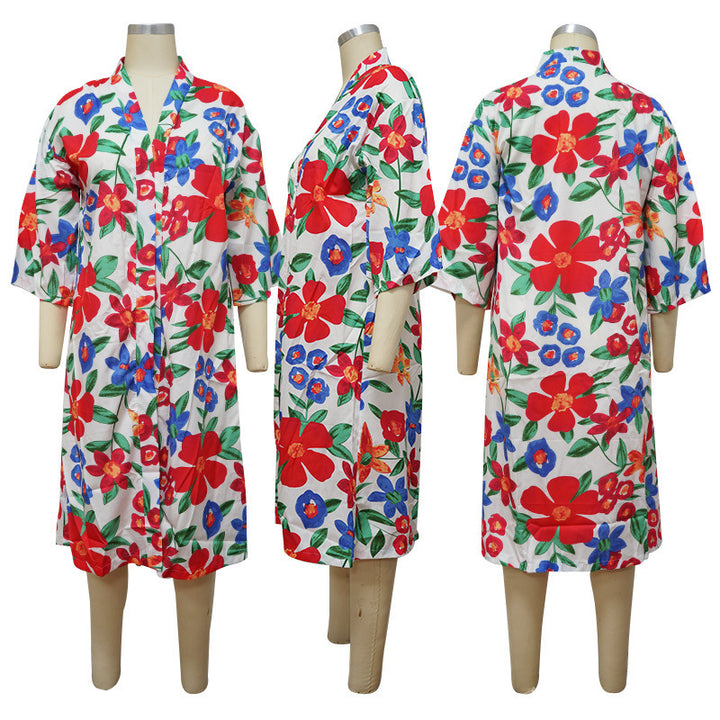 Dame Modisch Kimono med farverigt blomstertryk Stilla