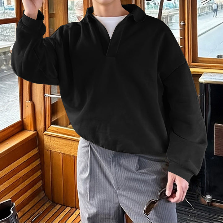 Unisex nan locker skåret V-hals sweatshirt med skjortekrage i bomuldsfleece Skovae