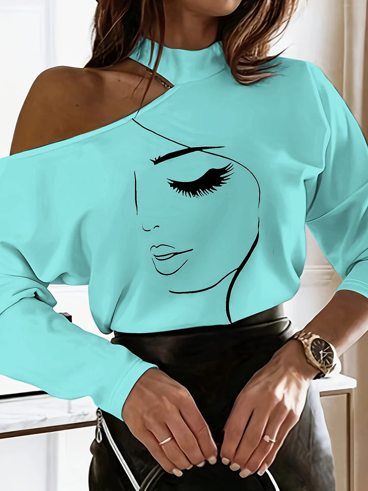 Damer Off-Shoulder Sweatshirt med stilfuld damemotiv Stilla