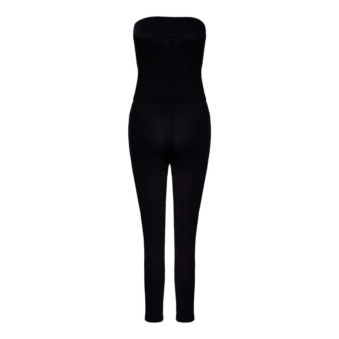 Dame figursyet strop-jumpsuit i ribmønster Stilla