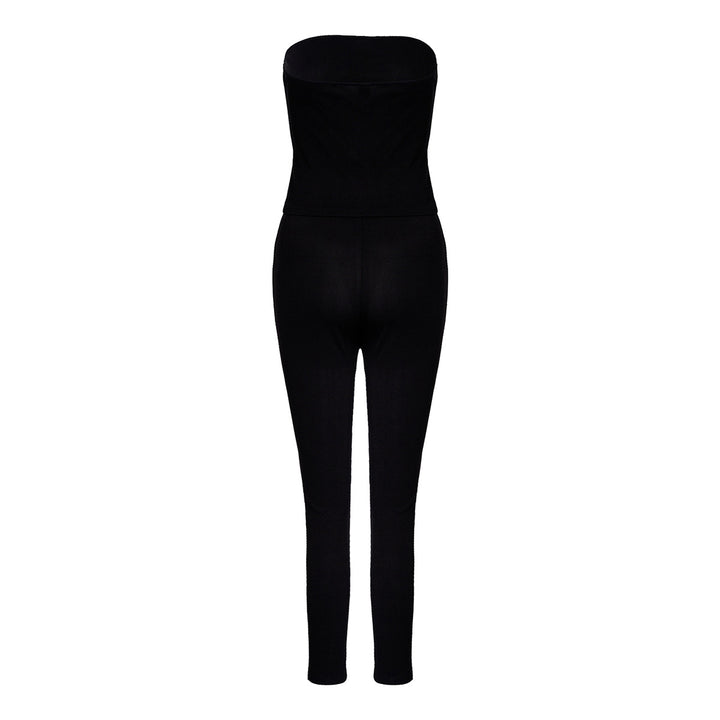 Dame figursyet strop-jumpsuit i ribmønster Stilla