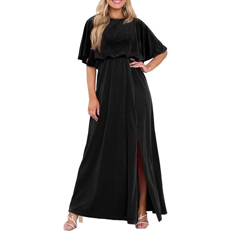 Dame Elegant Maxikjole med sideslag og voluminøse ærmer Stilla
