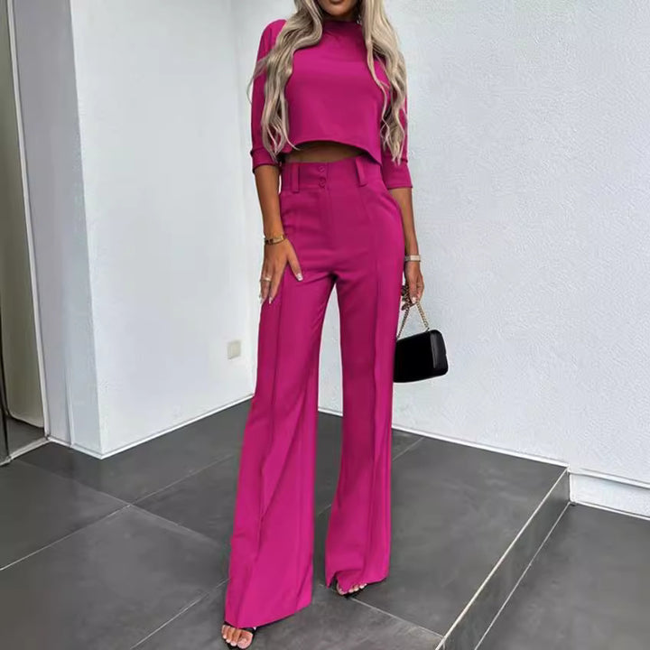 Dame elegant sæt bestående af cropped top og løse bukser Stilla