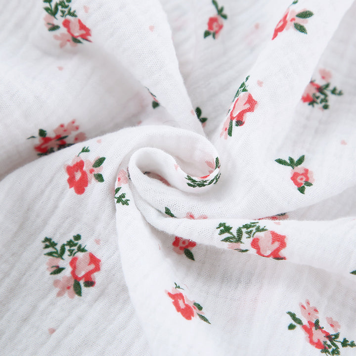 Dame pyjamasæt med blomstermønster og rynkede afslutninger Stilla