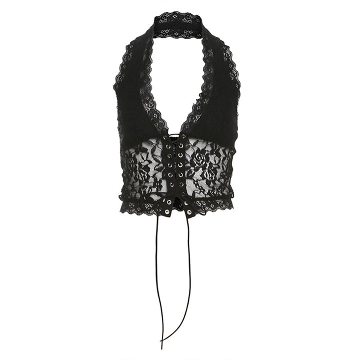 Dame spids-bustier top med legende snørredesign og dekorative sløjfer Stilla