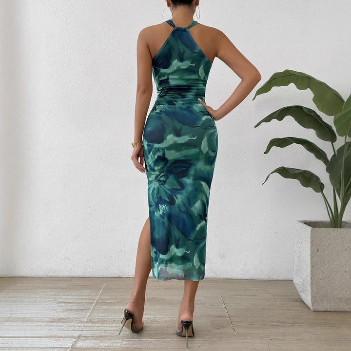 Dame maxikjole med asymmetrisk holder og elegante sideslidser Skovae