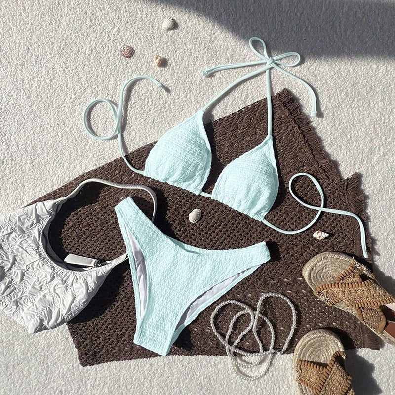 Dame Triangel-Bikini med justerbare stropper og struktureret tekstur Skovae