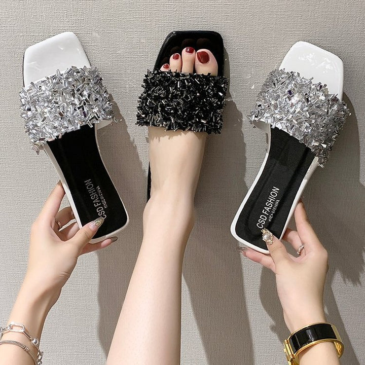 Dame Glamourøse Slippers med glitrende strass-akkent Stilla