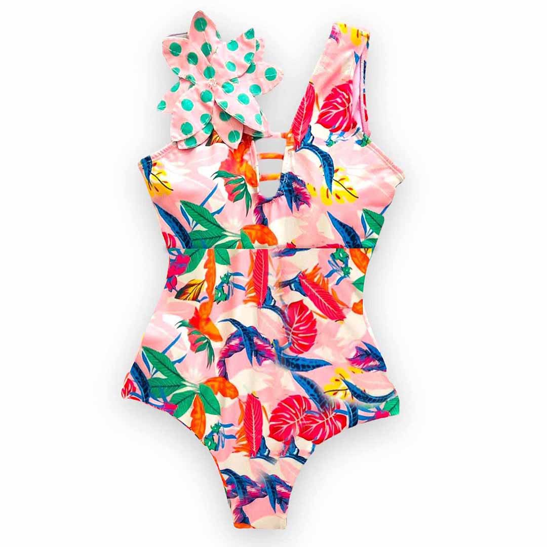 Dame Én-delt Badedragt med unikt blomsterprint og asymmetrisk design Stilla