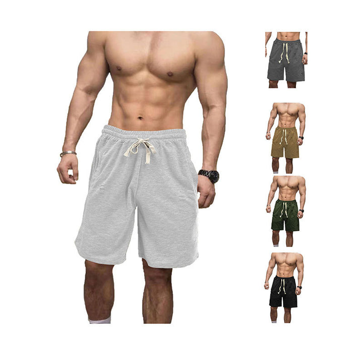 Herrer med afslappede sweatshorts med elastisk tunneltrækbånd, sidelommer og brugt-look Skovae