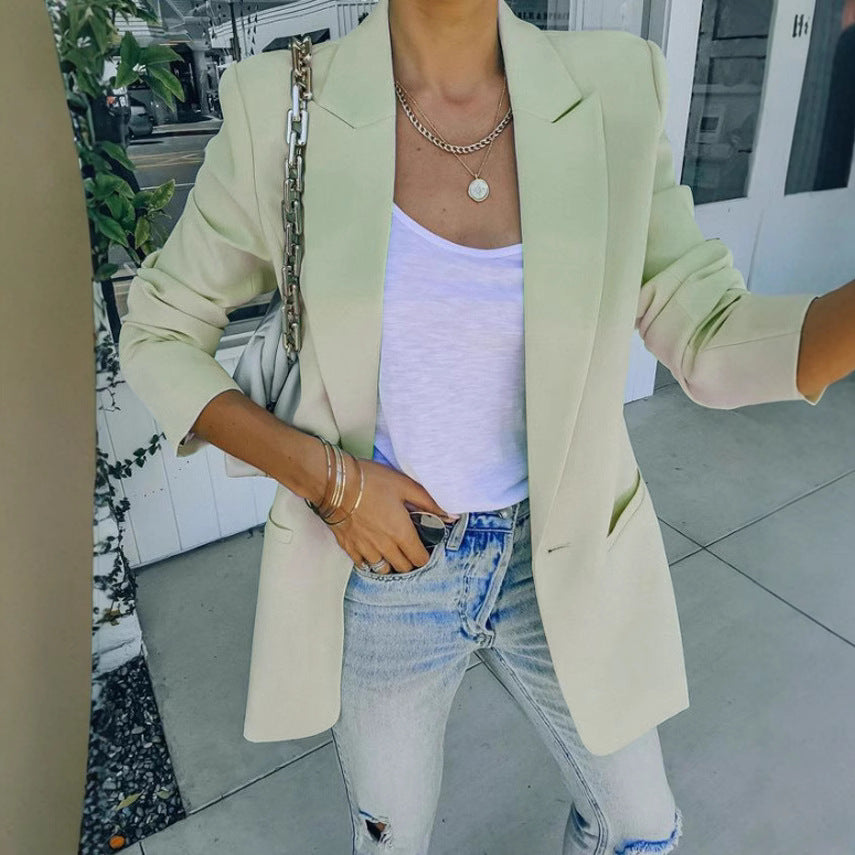 Dame Elegant Oversized Blazer med Struktureret Snit og Lette Detaljer Skovae