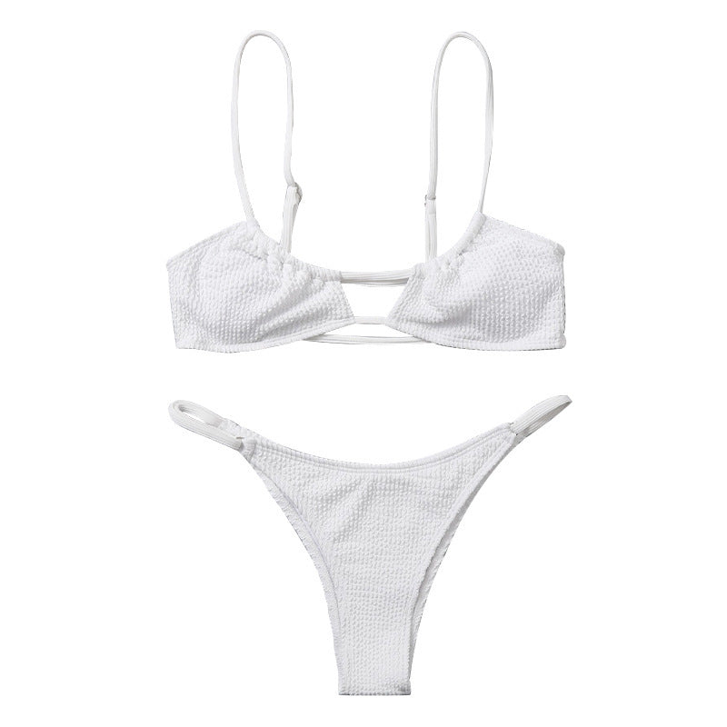 Dame triangel-bikini med innovativt snit og moderne bindebånd Skovae